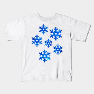 Watercolor Snowflakes (Blue) Kids T-Shirt